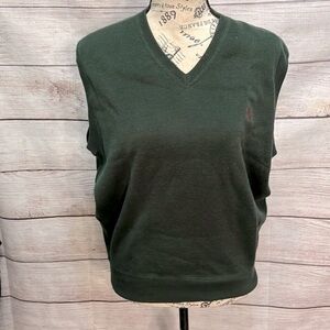 POLO GOLF Ralph Lauren Vest Cotton Size Small Unisex V-neck Green